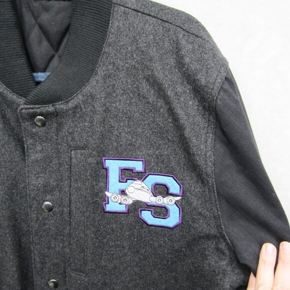 Fly Society Jacket Mens XL Letterman Embroidered Aviator Wool Blend Button Up - Picture 5 of 13